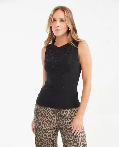 Camiseta Lurex Top Negro Noche Ultraoscuro Talla S Chevignon