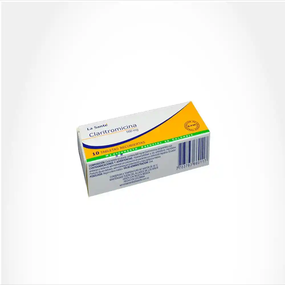 La Santé Claritromicina (500 mg) 10 Tabletas