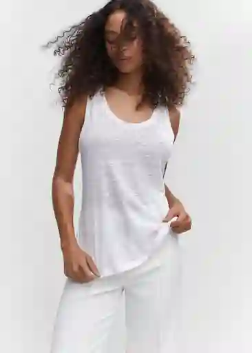 Top Lina Blanco Talla S Mujer Mango