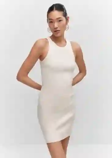 Vestido Pasi Crudo Talla L Mujer Mango