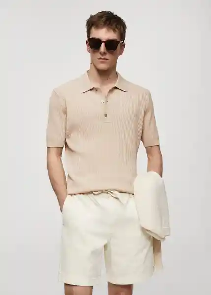 Camiseta Polo Talaia Beige Talla XL Hombre Mango