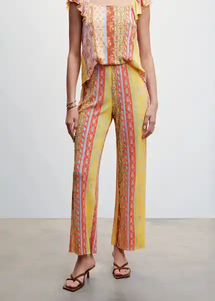 Pantalón Tarifa-H Amarillo Talla XS Mujer Mango