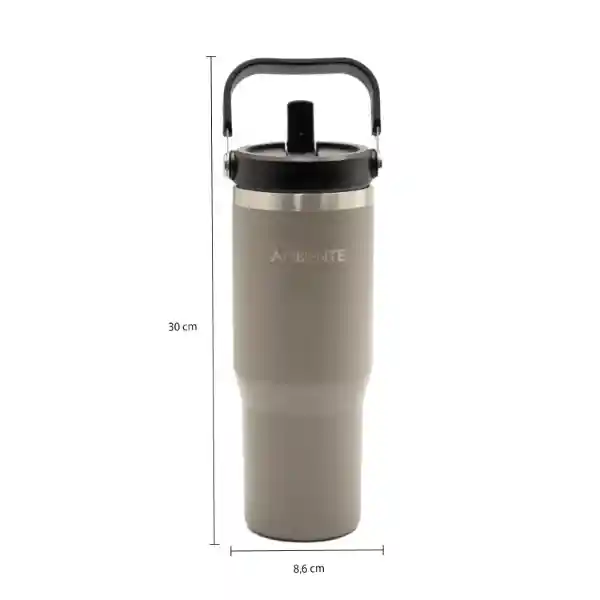 Termo Con Pitillo y Manija Gris 890 mL Ambiente Gourmet