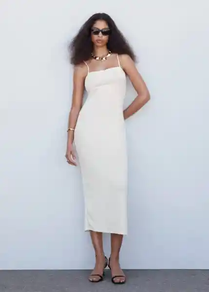 Vestido Rejina Blanco Talla L Mujer Mango