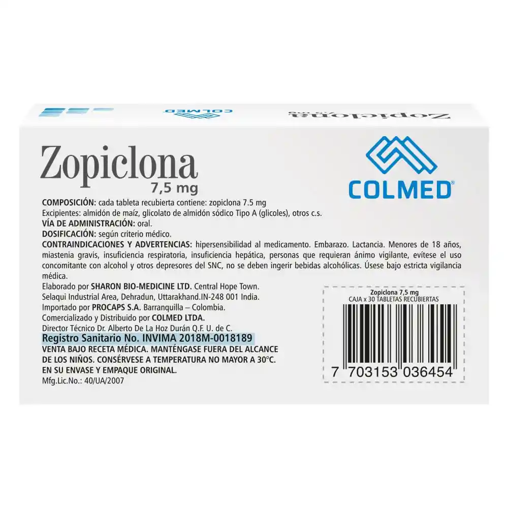 Colmed Zopiclona (7.5 mg)