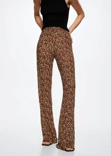 Pantalón Traves Marron Talla M Mujer Mango