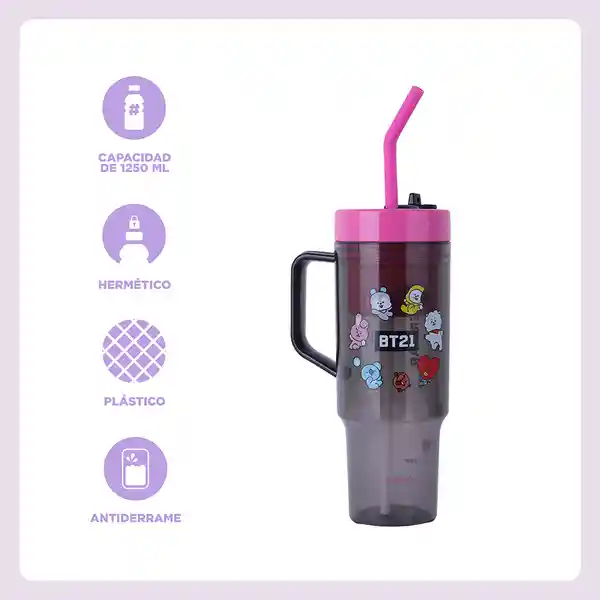 Vaso de Con Pitillo Serie Bt21 Rosa Miniso