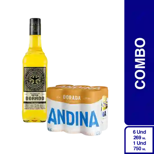 Combo Andina Cerveza 6 Und + Nectar Aguardiente Dorado
