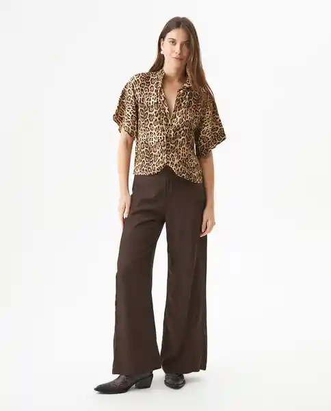 Blusa Animal Print Beige Caqui Medio Talla M Chevignon