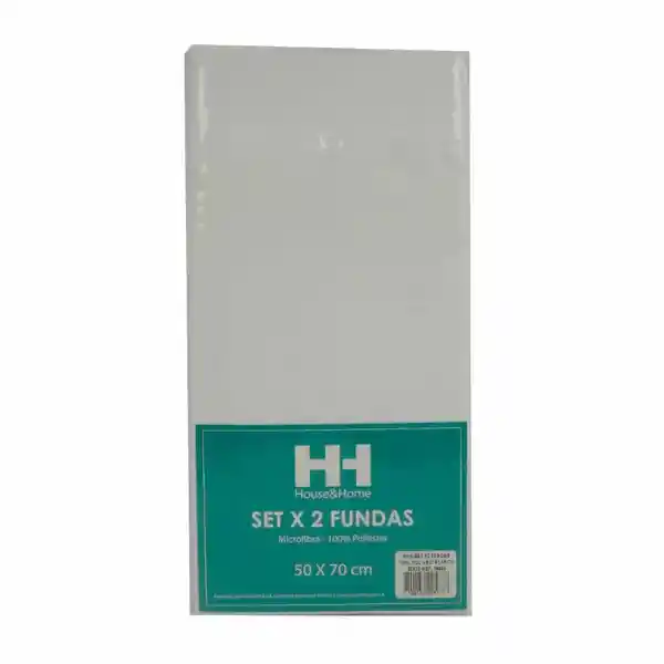 H&H Set Fundas 100% Poliéster Blanco 50 x 70 cm