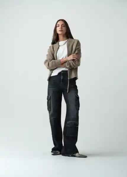 Saco Tejido Mujer Gris Aluminio Claro Talla S 582G083 Naf Naf