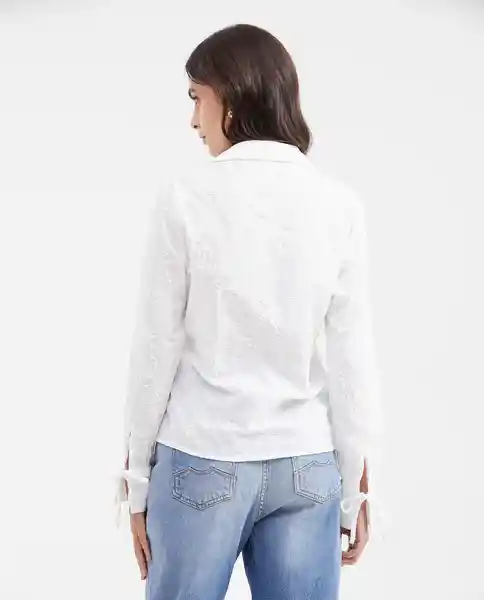 Camisa Eyelet Longsleeve Femenino Blanco 0 Claro T S Chevignon