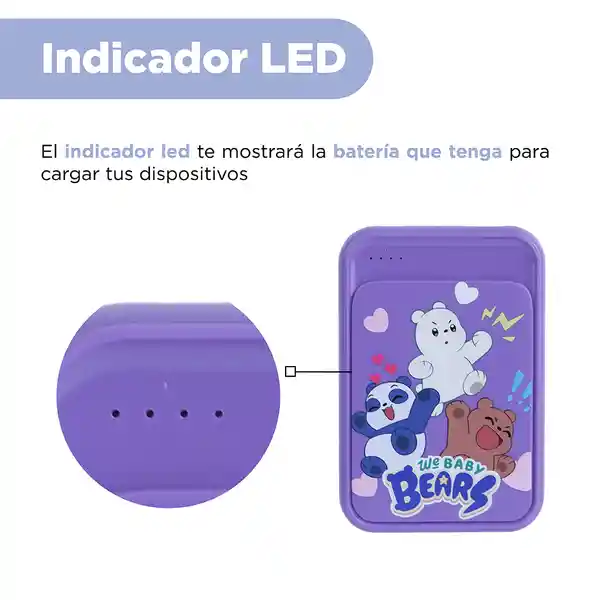 Bateria de Respaldo 5000 Mah Modelo Baby Morado F12 Miniso