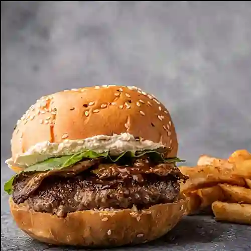 Burger Bacon Philadelphia + Papas