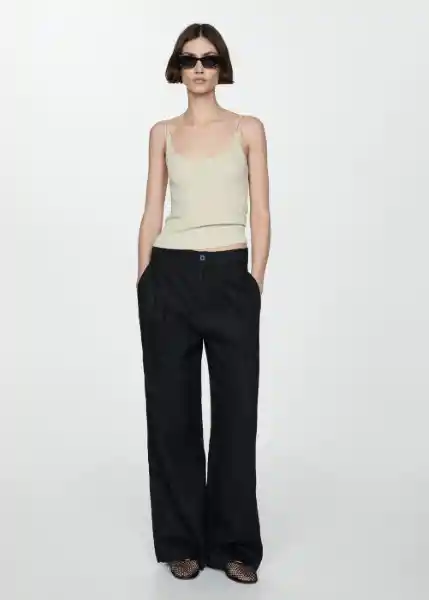 Pantalón Maneli Negro Talla 38 Mujer Mango