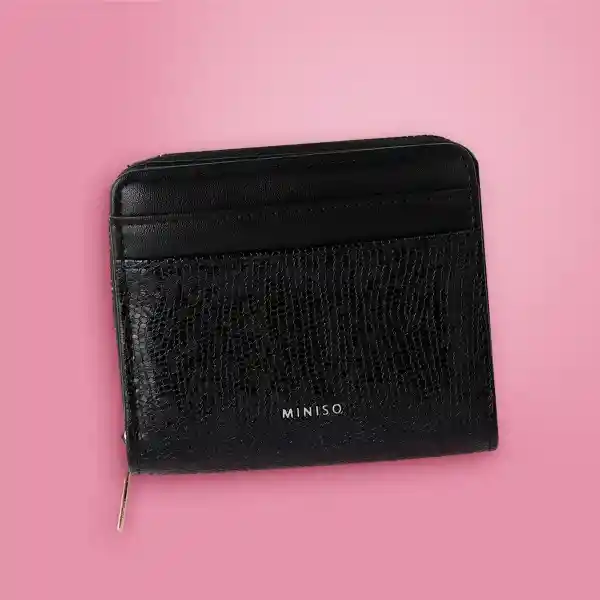 Cartera Para Mujer Con Textura Granulada Negro Serie Miniso