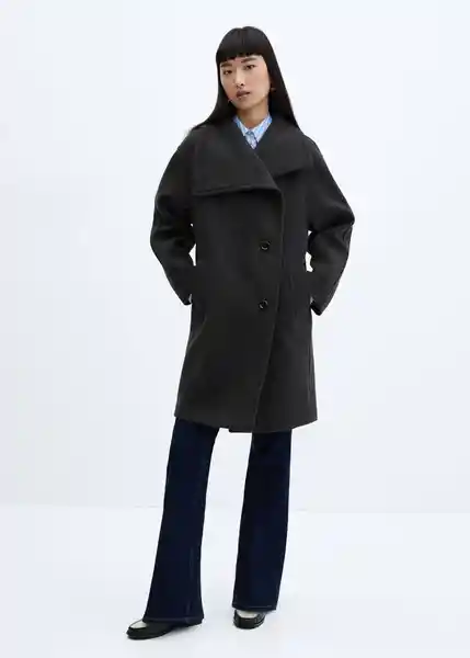Abrigo Conguito Gris Talla 18 Mujer Mango