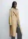 Abrigo Trench Fluid Camel Talla 18 Mujer Mango