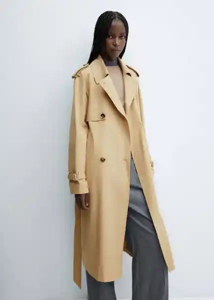 Abrigo Trench Fluid Camel Talla 18 Mujer Mango