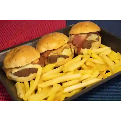 Combo 3 Mini Burger + Papas Fritas