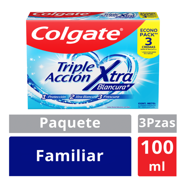 Crema Dental Colgate Triple Acción Extra Blancura 3 x 100 ml