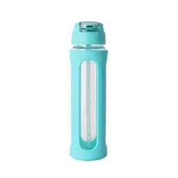 Vaso de Vidrio Tapa Abatible Pico Asa Verde 580 mL Serie Miniso