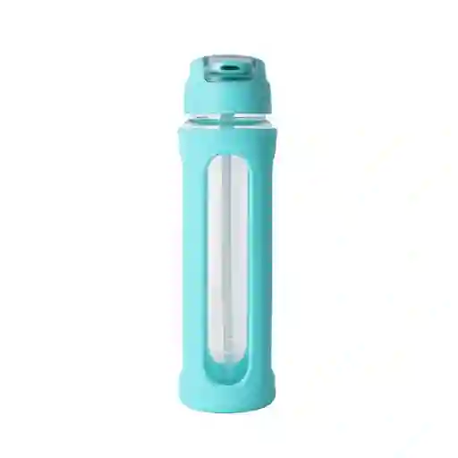 Vaso de Vidrio Tapa Abatible Pico Asa Verde 580 mL Serie Miniso