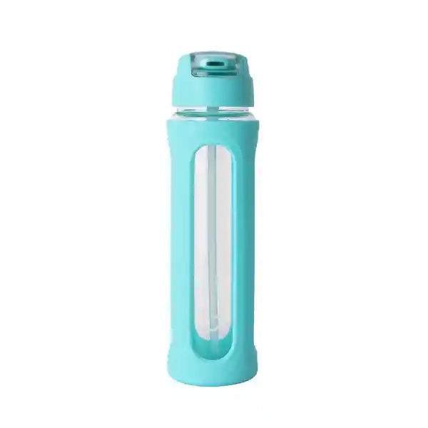Vaso de Vidrio Tapa Abatible Pico Asa Verde 580 mL Serie Miniso