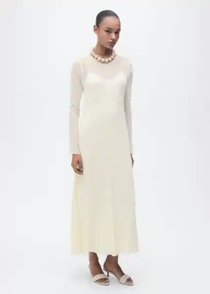 Vestido Claire Crudo Talla M Mujer Mango