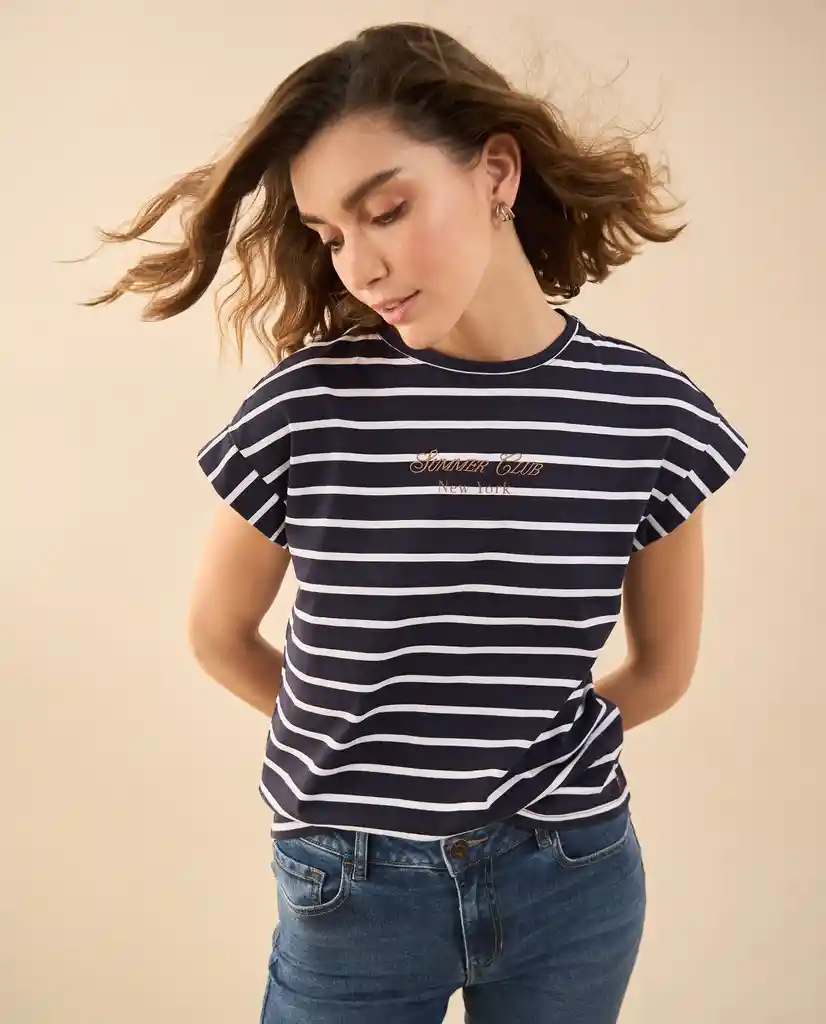 Camiseta Azul Altamar Ultraoscuro Talla M 102G020 Esprit