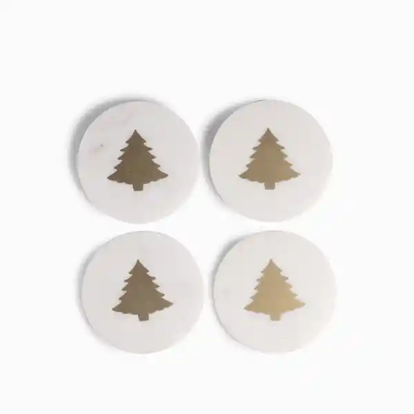 Set Portavaso Árbol Navidad Mármol Ambiente Gourmet