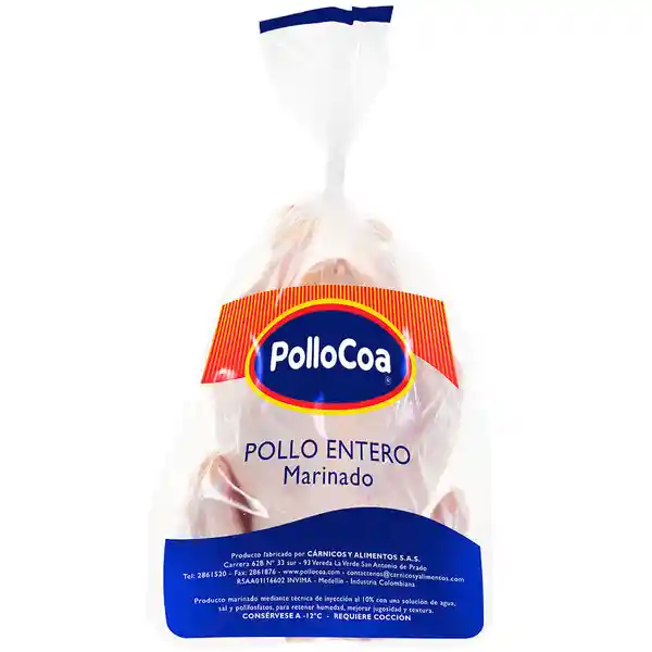 Pollocoa Pollo Entero Con Vísceras Marinado