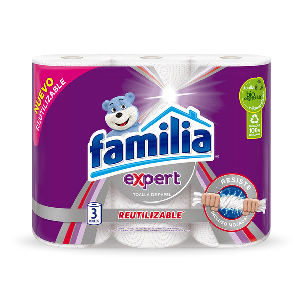Familia Toalla Expert Reutilizable 130 Usos por Rollo 9 und