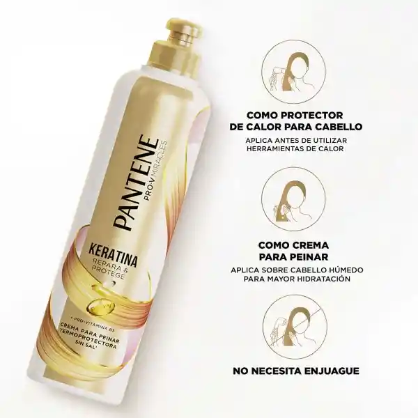 Pantene Crema Para Peinar Termoprotectora Keratina 300 mL