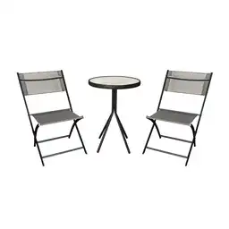 Outzen Set Silla Bistro Caño Textileno Gatuña Gris + Mesa Centro