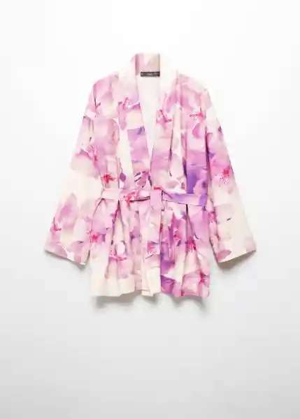 Kimono Caftan Violet-A Off-White Talla M Mujer Mango