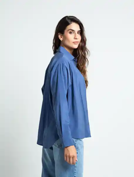 Camisa Mujer Azul Marruecos Oscuro Anine Talla L 411F324 Naf Naf