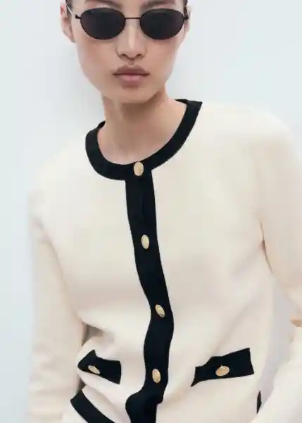 Chaqueta Pia Crudo Talla XS Mujer Mango