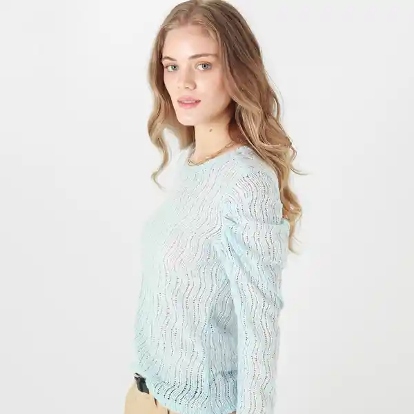 Camiseta Cuello Redondo Manga Larga Azul Talla XS 716734