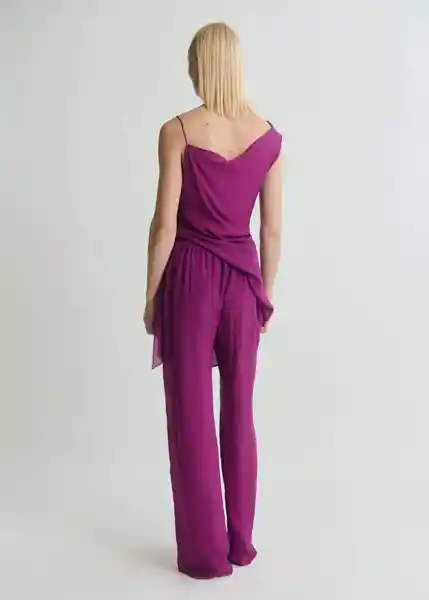 Pantalón Floris Morado Talla M Mujer Mango