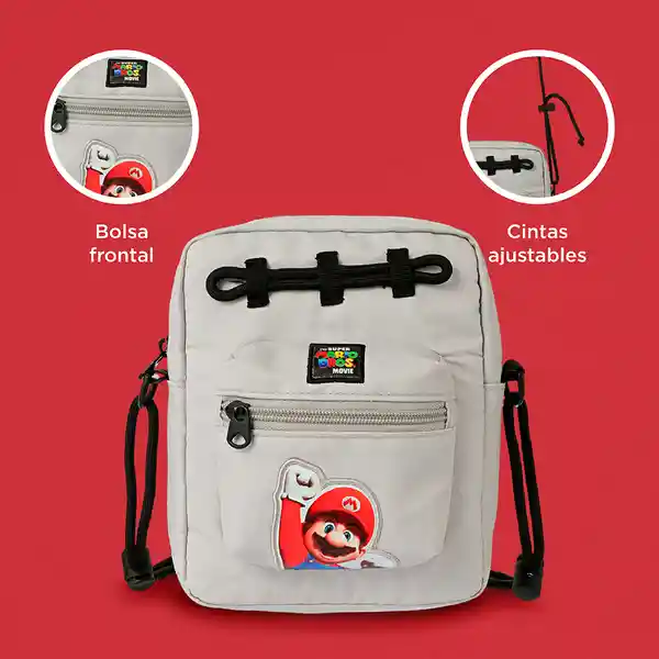 Bolso Crossbody Serie Mario Bros Gris Miniso