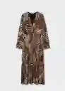 Vestido Pluma Camel Talla M Mujer Mango