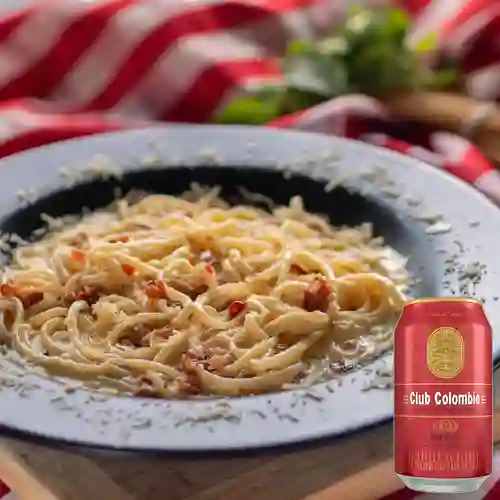 Combo Espagueti Carbonara + Club col. Roja Lta 330ml