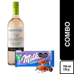 Frontera Vino Blanco Sauvignon + Milka Chocolate Relleno 