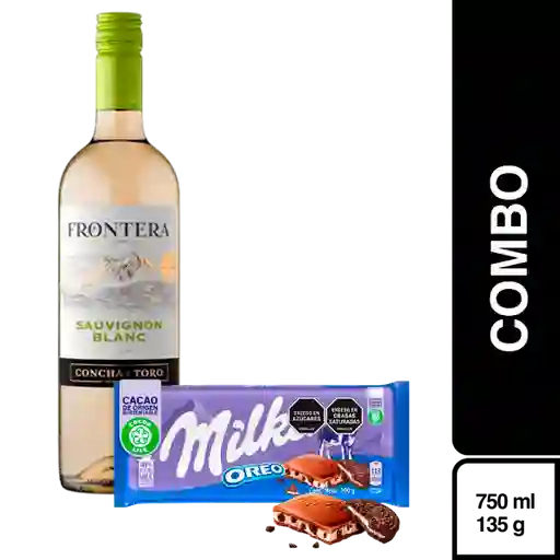 Frontera Vino Blanco Sauvignon + Milka Chocolate Relleno 