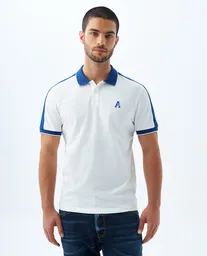 Camiseta Hombre Blanco y Azul Talla M 809f002 Americanino