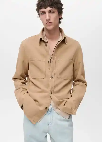 Sobrecamisa Jay Beige Talla XS Hombre Mango