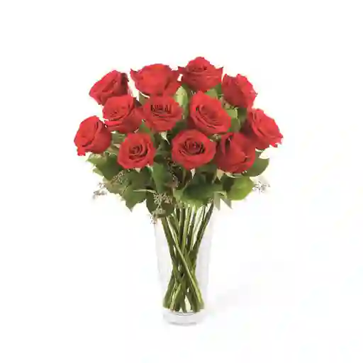 Arreglo Floral 12 Rosas Rojas Amor en Jarrón