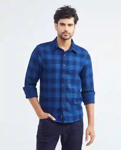 Double Face Shirt M/l Azul Dark Ultraoscuro Talla S Hombre Chevignon