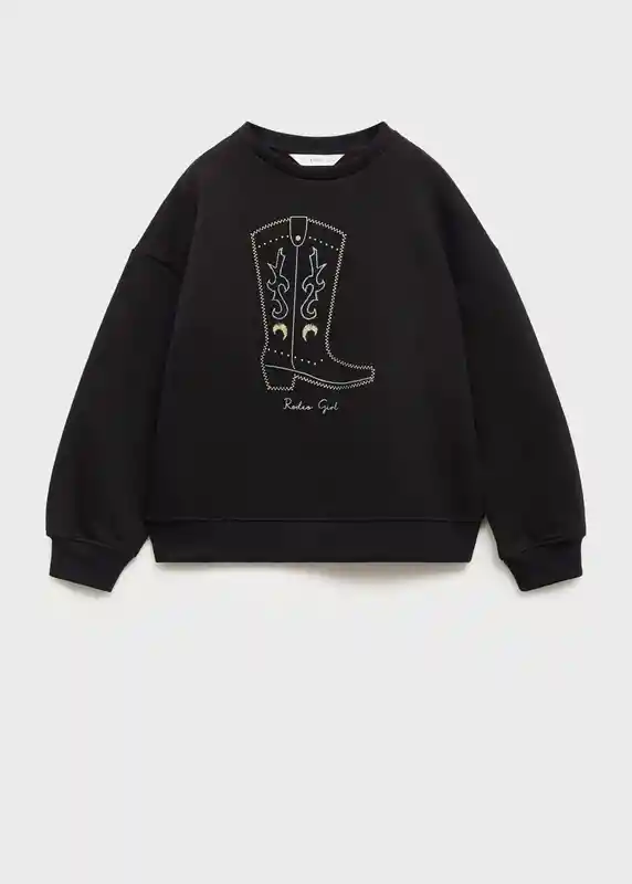 Sudadera Botas Negro Talla 14 Niñas Mango